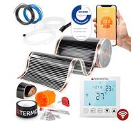 Termofol Chauffage Electrique par le Sol Set - Tapis Chauffant avec Wifi Thermostat 230V - Chauffage d'appoint Puissance 80W/m2 - Surface 10 m² - Plancher Chauffant Electrique