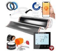 Termofol Chauffage Electrique par le Sol Set Tapis Chauffant avec WiFi Thermostat 230V Noir - Chauffage d'appoint Puissance 220 W/m2 - Surface 6m² - Plancher Chauffant Electrique
