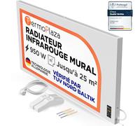 Termoplaza Radiateur Infrarouge Électrique 950W jusqu'à 25 m² - Chauffage Électrique Mural ou Mobile Basse Consommation - Convecteur Électrique - Radiateur Radiant Blanc pour Maison et Bureau