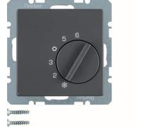 Termostato con conmutador y tapa central, Q.1/Q.3, antracita, aterciopelado