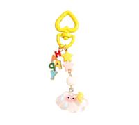 TERNCOEW 1. Élégant porte-clés étoile et nuage avec breloque en résine et perles en métal pour sac à main ou breloque de sac en métal léger, Nuages blancs.