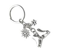 TERNCOEW Accessoire Porte-clés Chaussure de Patinage à Glace Flocon de Neige Design pour les amateurs Acier Inoxydable Pendentif Chaîne de Ski