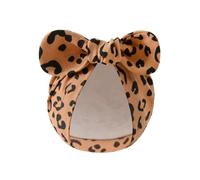 TERNCOEW Bonnet respirant pour bébé en coton doux et confortable - Joli nœud décoratif - Bonnet fœtal pour nourrissons de 0 à 3 mois, Café léopard, taille unique