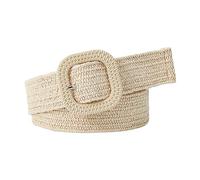 TERNCOEW Ceinture à boucle réglable pour femme - Tissage élastique - Large ceinture tressée - Paille colorée - Ceinture vintage pour taille réglable - Avec boucle ardillon pour étirer les robes