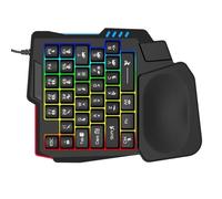 TERNCOEW Clavier de jeu mécanique à une seule main 14 touches sans perforation avec repose-main rétroéclairé Câble USB de 150 cm Petit clavier haute réponse