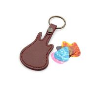 TERNCOEW Étui pour médiators de guitare avec 5 médiators en cuir synthétique et étui de transport avec porte-clés pour guitare, basse, ukulélé, guitare, Comme sur l'image