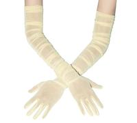 TERNCOEW Gants en filet texturés infroissables de 90 cm de long - Couvre-bras délicats pour danse théâtrale, cocktail, gants élégants en tulle superposés, Jaune poulet., taille unique