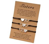 TERNCOEW Lot de 3 bracelets assortis en forme de cœur pour trois sœurs en acier inoxydable
