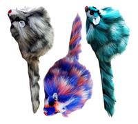 TERNCOEW Lot de 3 jouets en peluche douce pour chats avec son couineur coloré en forme d'animal à plumes pour encourager l'exercice et réduire l'ennui