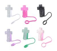 TERNCOEW Lot de 6 bouchons de paille flexibles en résine avec embout religieux pour voyage, sport, accessoire de paille