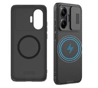 teroxa Coque magnétique pour Poco F7 avec objectif d'appareil photo MagSafe - Protection de la vie privée - Coque arrière rigide en polycarbonate - Bumper en TPU - Airbag d'angle - Antichoc - Noir