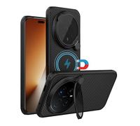 teroxa Coque pour Honor Magic 8 Pro, protection d'objectif d'appareil photo, support pliable en TPU, coque arrière en polycarbonate compatible avec les coins MagSafe antichoc (noir)