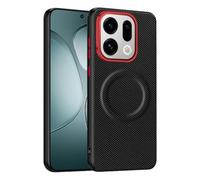 teroxa Coque pour Oppo Find X9 Pro, cadre d'objectif d'appareil photo en métal TPU pare-chocs en fibre de nylon coque arrière compatible avec les coins MagSafe Protection antichoc (noir)