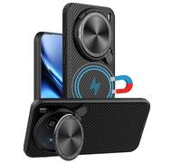 teroxa Coque pour Vivo X200 Pro Mini, objectif d'appareil photo, protection de la vie privée, support pliable, coque arrière en TPU compatible avec les coins MagSafe antichoc (noir)