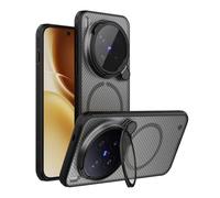 teroxa Coque pour Vivo X300 Pro, protection d'objectif d'appareil photo, support pliable avec béquille, coque arrière en TPU pour MagSafe, coins antichoc (gris)