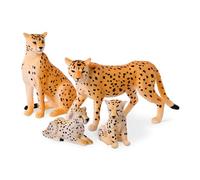 Terra by Battat - Famille Guépard, Figurines réalistes de Safari | Comprend 4 pièces au total : 2 guépards adultes et 2 petits, figurines en plastique pour jeu et collection, 3 ans et +