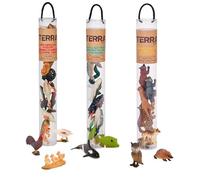 Terra by Battat Figurines d’Animaux, 3 Tubes forêt, Ferme et océan | Comprend 31 pièces au total dans 3 tubes d’animaux en plastique et tissu, multicolores, pour jeu d’imagination, 3 ans et +