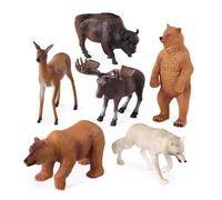 Terra by Battat, Figurines d’Animaux Sauvages, Amérique du Nord #2 | Comprend 6 figurines : biche, loup, bison, élan et 2 grizzlys; figurines détaillées pour jeu imaginatif; 3 ans et +