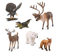 TERRA by Battat - Figurines d'animaux sauvages - 6 Animaux d'Amérique du Nord - Ours, aigle, renard et autres - Jouet animalier pour enfants - 3 ans et +