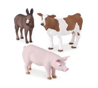 Terra by Battat - Jouets Animaux pour Enfants - 3 Figurines d'animaux de la Ferme - Jeu d'animaux réalistes - Cochon, âne, Vache - 3 Ans + - Animaux de la Ferme - Cochon, âne, Vache
