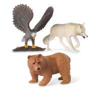 Terra by Battat - Jouet Animalier pour Enfants - 3 Figurines d'animaux de la forêt - Jeu d'animaux réalistes - Loup, Ours, Aigle - 3 Ans et +