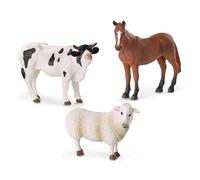 Terra by Battat - Jouet Animalier pour Enfants - Figurines d'animaux de la Ferme - Jeu d'animaux réalistes - Mouton, Taureau, Cheval - 3 Ans et +