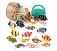Terra by Battat - Le Monde des Poissons tropicaux - Jouets Poissons tropicaux et crabes - 60 Mini-Figurines en 12 modèles réalistes - 3 Ans et +