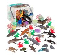 Terra by Battat - Le Monde Marin - Figurines et Accessoires d'animaux Marins - Seau d'animaux 60 pièces pour Enfants - Jouets pour Animaux Marins - Requins, Tortues, phoques et Autres - 3 Ans et +