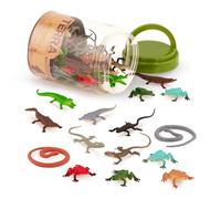 Terra by Battat - Reptiles en Tube - Tube Animalier avec llézards - 60 Figurines réalistes de 12 Animaux - Faveurs pour fêtes de Reptiles et d'amphibiens - 3 Ans et +