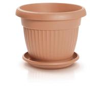 TERRA DCE35-POD29 Vase rond avec sous-vase pour intérieur ou extérieur, en plastique, pour balcon ou jardin, 13 L, 35 x 27,5 cm (Ø x H), couleur terre cuite