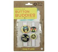 Terra Kids Button Buddies - Lot de 4 Badges Enfants d'aventure - épingles Robustes pour Sac à Dos, Veste et Casquette - Cadeau Petits explorateurs - 2014021001