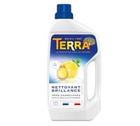TERRA Nettoyant Brillance Tous Carrelages | Parfum Basilic Citronné | 97% d'ingrédients d'origine naturelle et certifié Ecolabel | Fabriqué en France | 900 mL