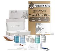 Terra Pure - Ensemble d'accessoires et articles de toilette Thé blanc et noix de coco | Shampooing, après-shampooing, lotion et gel douche format voyage 300 ml