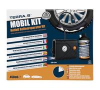 TERRA S T56000 T56000 Kit de réparation de pneu mobile d'urgence avec mastic et pompe à pneu Convient pour voiture et autres véhicules 15 minutes