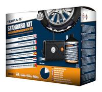 TERRA-S T56001 Kit de réparation d'urgence pour crevaison avec Mastic et Pompe à Pneu pour Voiture et Autres véhicules Automobiles 15 Minutes
