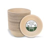 Terra Verde Lot de 50 bols jetables en fibre de bambou - 500 ml - Couleur naturelle, non blanchis - Respectueux de l'environnement, biodégradables et extra résistants - Bols compostables pour aliments