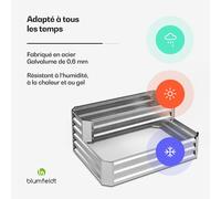 Terrabox 120x90x50 cm Carré potager à 2 étages Argent