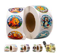 TerraDesign - Autocollants Récompense et Prix de Motivation en Français - Stickers Éducatifs pour Enfants, Élèves et Enseignants - École Maternelle et Primaire - Token Economy (Lot 10 Dessins Ronds)