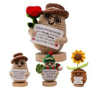 TerraDesign Pomme de terre positive amoureuse - Peluche Crochet en laine avec phrase romantique en italien - Coffret cadeau Saint Valentin - Idée originale pour couple petit ami ami anniversaire amour
