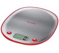TERRAILLON Balance de Cuisine Électronique - Tare, Conversions Liquides, Poignée intégrée, Portée 5 kg, Précision 1g - Modèle 'Macaron Inox' Cerise