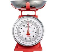 Terraillon Balance de cuisine TRAD 500 – Vintage mécanique, 5 kg, bol 1 L, inox rouge