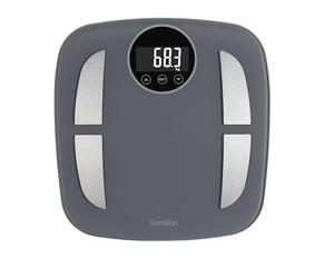 TERRAILLON Balance Pese personne électronique, impédancemètre POWER FIT | Analyse des masses graisseuse, musculaire, hydrique, osseuse et IMC, Ecran rétro-éclairé, Jusqu'à 160 kg, Précision 100g