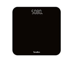 TERRAILLON - Balance Pese personne, Pese personnes électronique Ultra plat 26cm x 26cm, Confort de lecture avec un son grand écran Magic LED, Pesée Jusqu'à 180Kg avec une Précision à 100g, TSQUARE