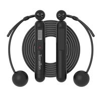 TERRAILLON - Corde à Sauter Connectée Bluetooth avec application, Utilisation avec corde 3m ou avec balles lestées, Mode minuteur et comptage de saut, Analyse des progrés, GYM FIT ROPE