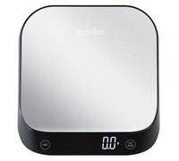 TERRAILLON - EPSILON - Balance de cuisine électronique de précision, Compacte, Capacité 5 Kg, Graduation dynamique 0,1g-0,5g-1g, Ecran LCD rétroéclairé, Inox
