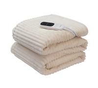 Terraillon - KOOMY, Couverture chauffante, Arrêt Automatique, Plaid 9 réglages de température, Chaleur Pendant 9h, Lavable en Machine, Dim. 180x130 Cm, Sherpa et Flanelle, Crème