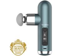 Terraillon Pistolet de massage mini — 6 vitesses, 4 embouts, zone chauffante, USB-C, 5h — Bleu-Vert