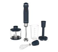 TERRAILLON - NEW MOON- Mixeur plongeant Electrique, Lames Inox, Fonction Turbo, 1000W, VItesse variable, Gobelet doseur, fouet inox, Hachoir 600 ml, Presse purée, Corps Inox peint, Bleu