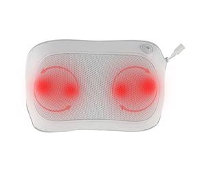 TERRAILLON - MULTI MASSAGER - Coussin massant et chauffant, massage Shiatsu Multizones, Relaxant et anti-stress, 4 têtes de massage, 2 sens de rotation, Chaleur apaisante, USB-C, Cuir et Mailles, Gris