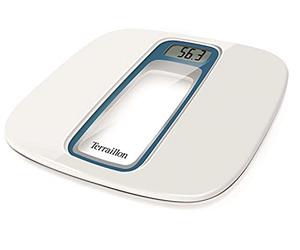 Terraillon Pèse Personne Électronique, Annonce Orale du Poids, 4 Langues, Volume Réglable, Marche/Arrêt Automatique, Grand Écran LCD, 160kg, Window Vocal, Blanc/Bleu